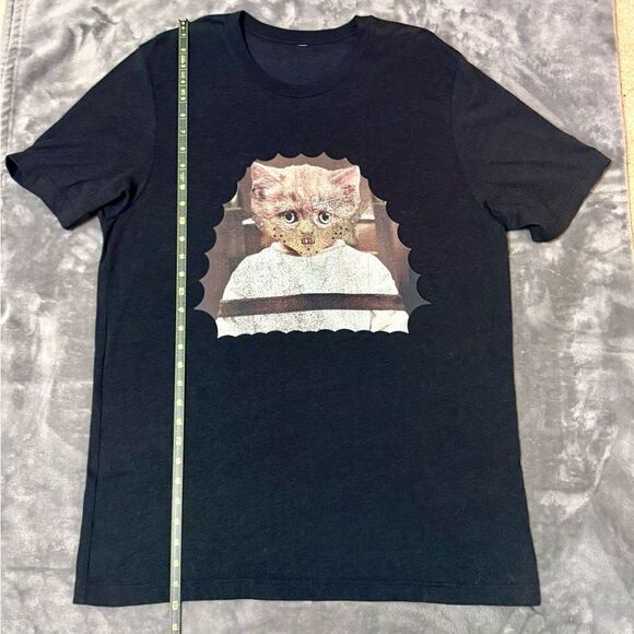 Men’s Black Tee Shirt with Hannibal Cat Print Size XL - Picture 1 of 5